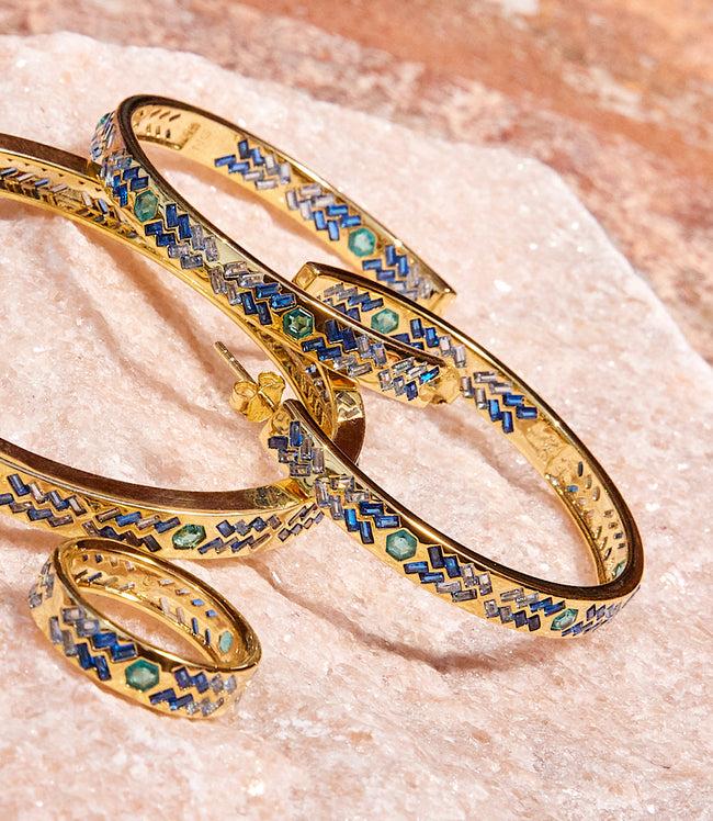 karen kane Blue Crystal Inlay Hoop Earrings Karen Kane