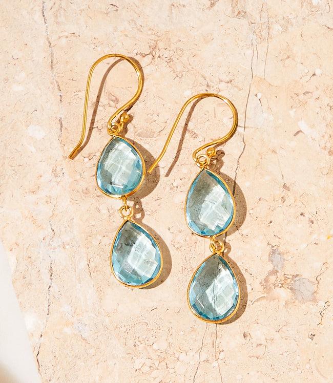 karen kane Blue Double Teardrop Gemstone Earrings Karen Kane