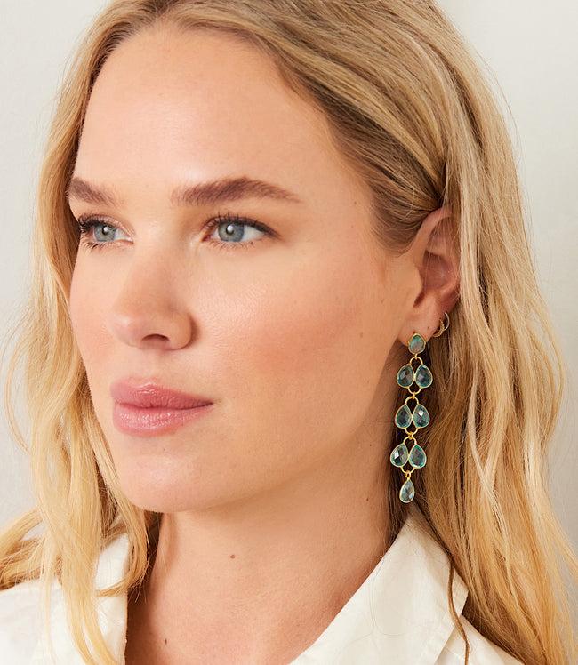 Karen Kane Blue Feather Drop Gemstone Earrings Karen Kane