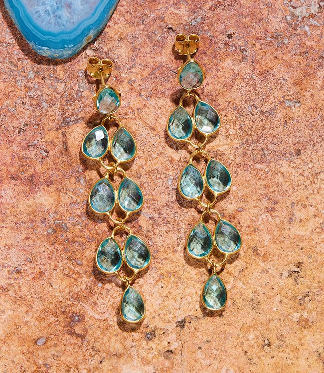 karen kane Blue Feather Drop Gemstone Earrings Karen Kane