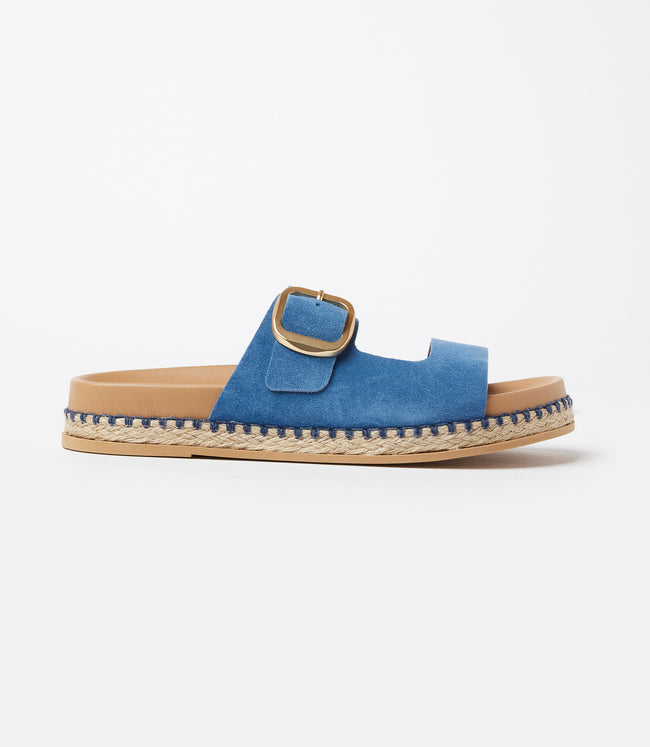 Karen Kane Blue Getaway Buckle Slip On Sandals Karen Kane