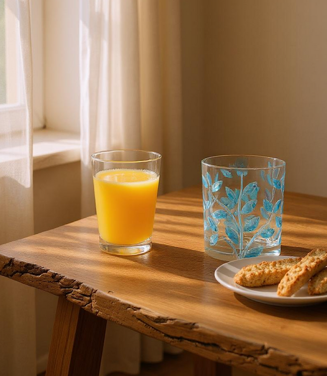 Karen Kane Blue Hand-Painted Short Drinking Glass Karen Kane