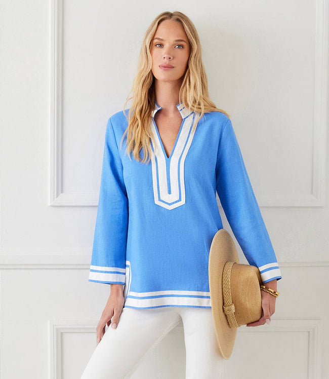karen kane Blue With White The St. Tropez Tunic Karen Kane