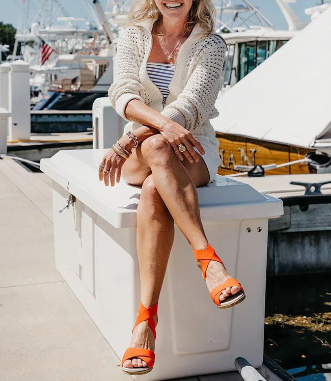 Karen Kane Bright Orange Amelia Espadrille Wedge Sandals Karen Kane