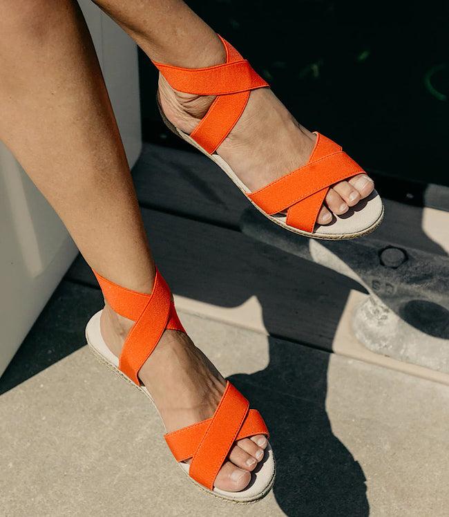 karen kane Bright Orange Amelia Espadrille Wedge Sandals Karen Kane