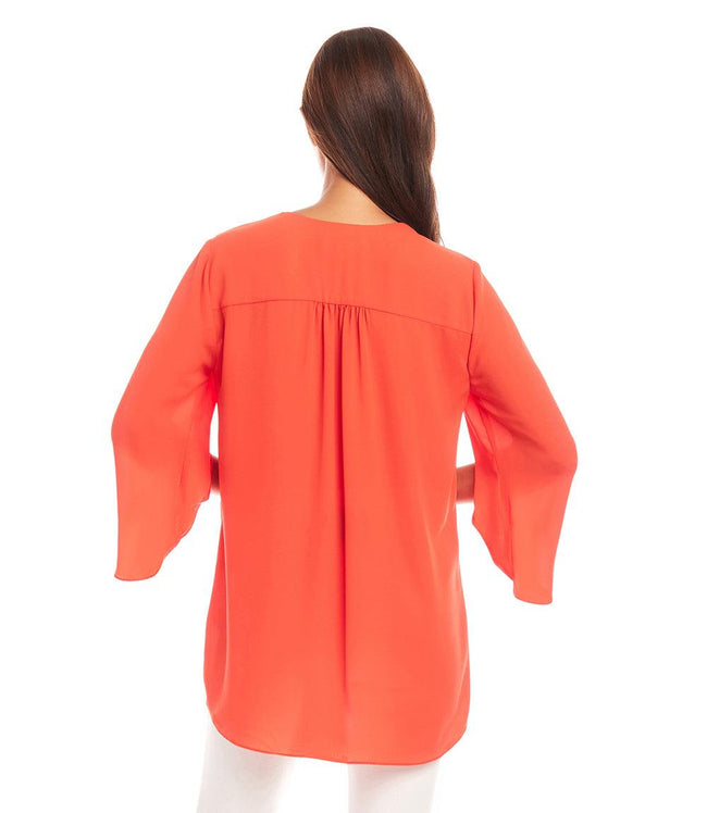Karen Kane Bright Orange Bracelet Sleeve Asymmetric Top Karen Kane