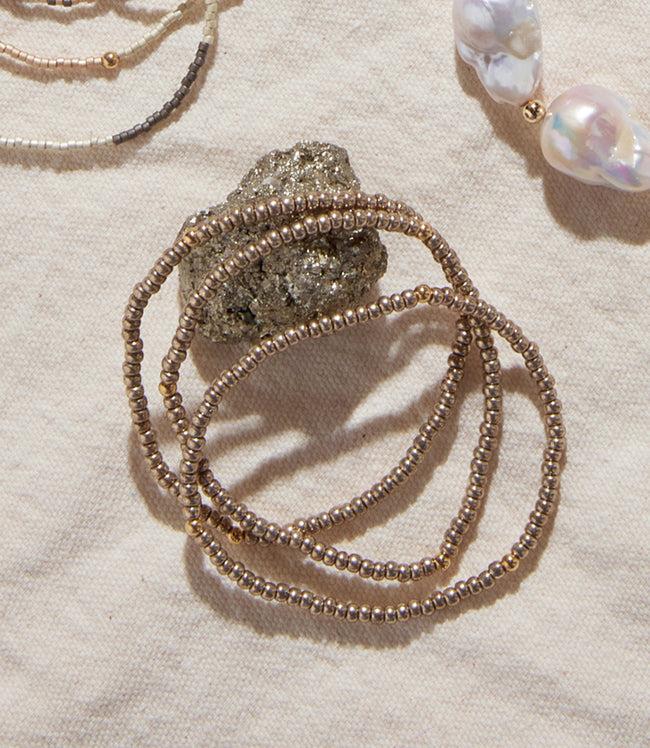 karen kane Bronze Beaded Crystal Bracelets Set Of 3 Karen Kane