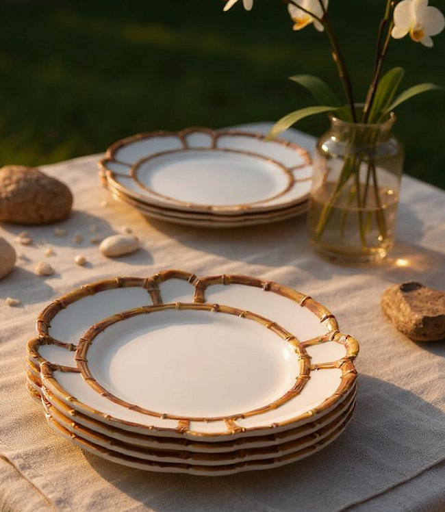 Karen Kane Brown Bamboo Accent Dinner Plates Set Of 4 Karen Kane
