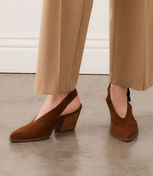 Karen Kane Brown Seychelles Baby Faced Sling Back Heels Karen Kane