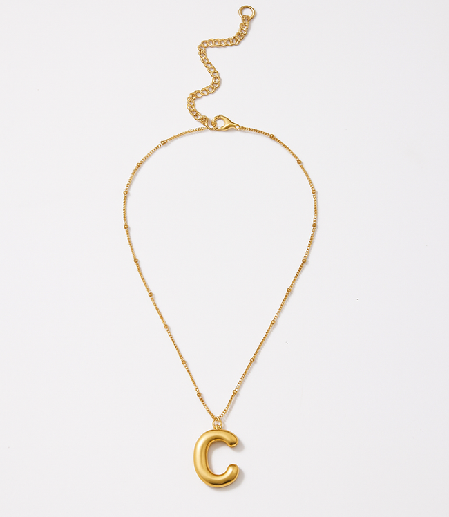 Karen Kane C Gold Bubble Letter Charm Necklace Karen Kane