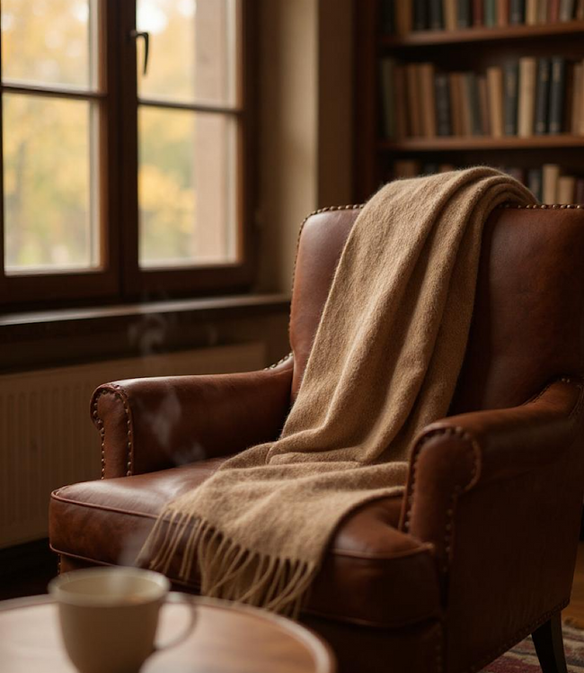 Karen Kane Camel Merino Wool Fringed Scarf Karen Kane