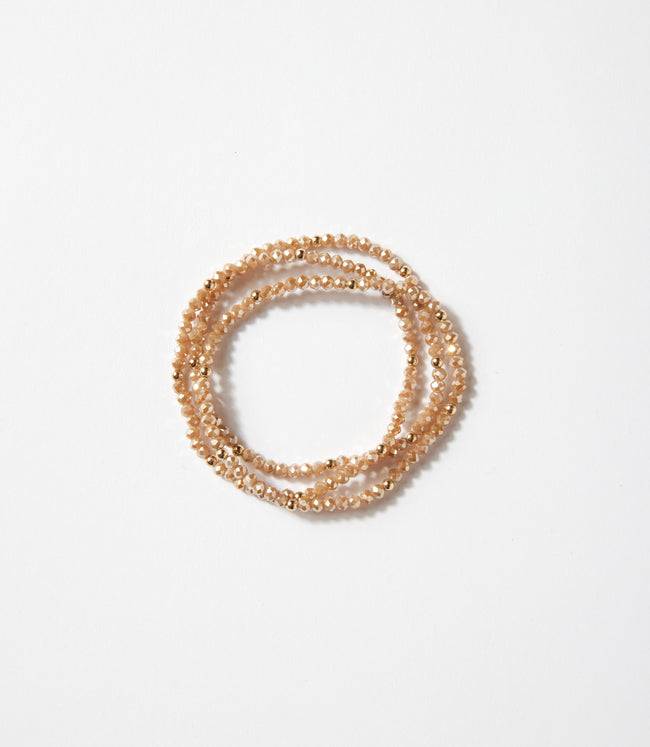 Karen Kane Champagne Beaded Crystal Bracelets Set Of 3 Karen Kane