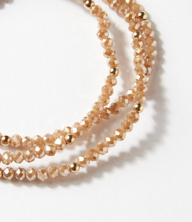 Karen Kane Champagne Beaded Crystal Bracelets Set Of 3 Karen Kane