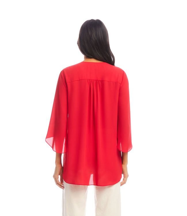 Karen Kane Cherry Bracelet Sleeve Asymmetric Top Karen Kane