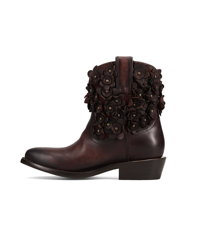 Karen Kane Cherry Lacquer Frye Billy Flower Boots Karen Kane