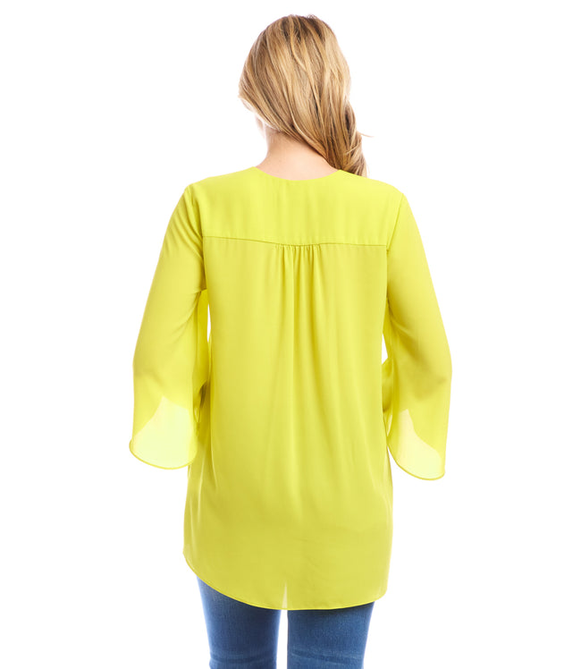 Karen Kane Citron Bracelet Sleeve Asymmetric Top Karen Kane