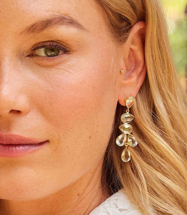 Karen Kane Clear Multi Drop Gemstone Earrings Karen Kane