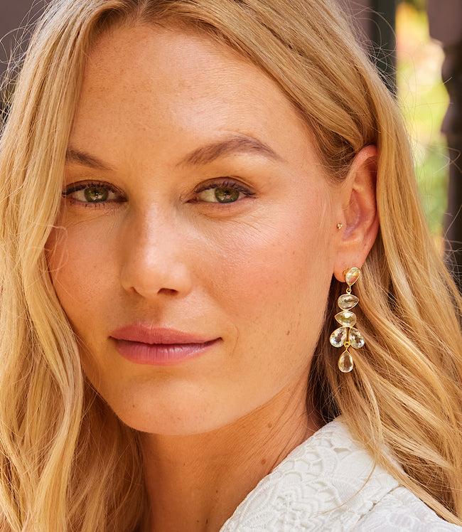 karen kane Clear Multi Drop Gemstone Earrings Karen Kane