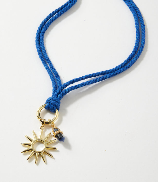 karen kane Cobalt Sun And Sodalite Point Cord Necklace Karen Kane