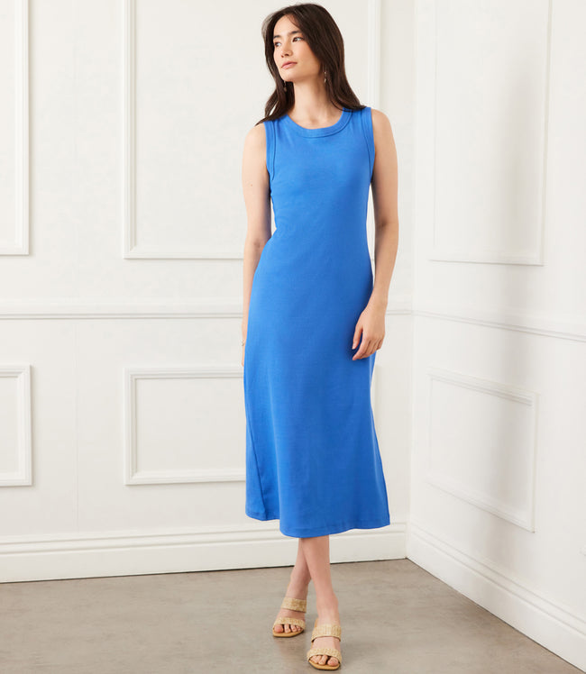 karen kane Cornflower Blue Sleeveless Ribbed Column Dress Karen Kane
