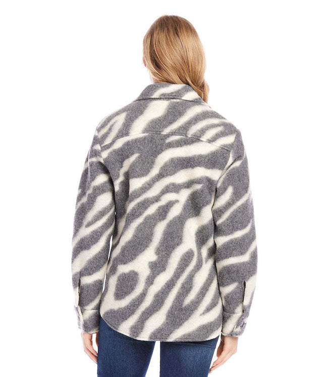 Karen Kane Cream And Gray Brushed Shirt Jacket Karen Kane