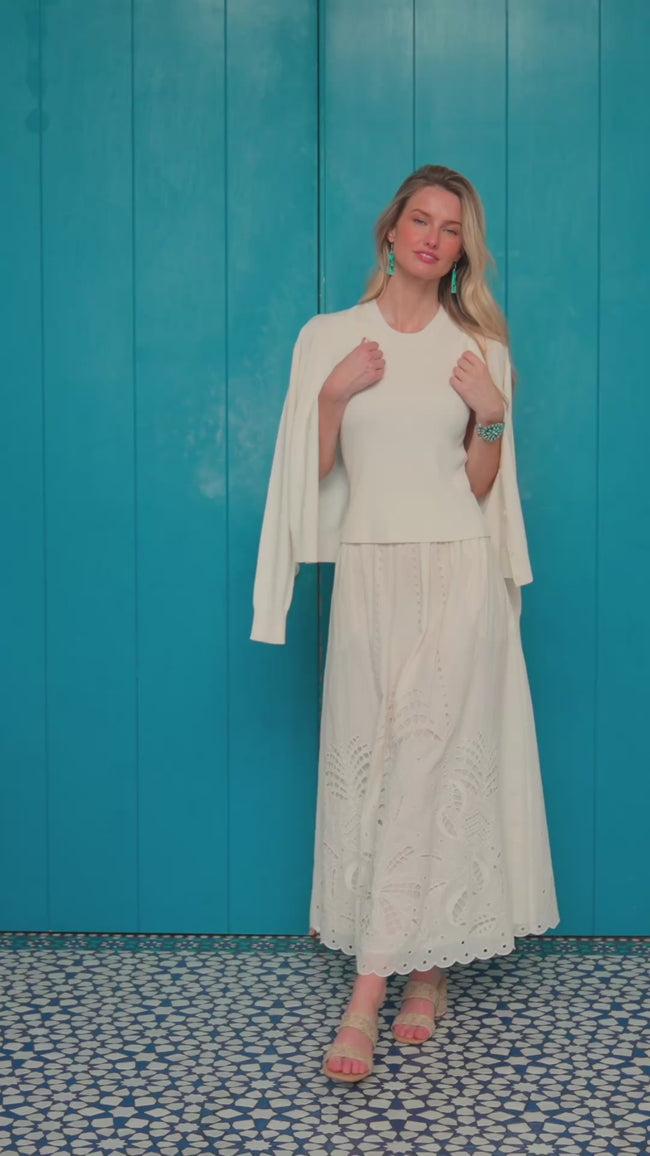 Karen Kane Cream Long Sleeve Cardigan Sweater Karen Kane