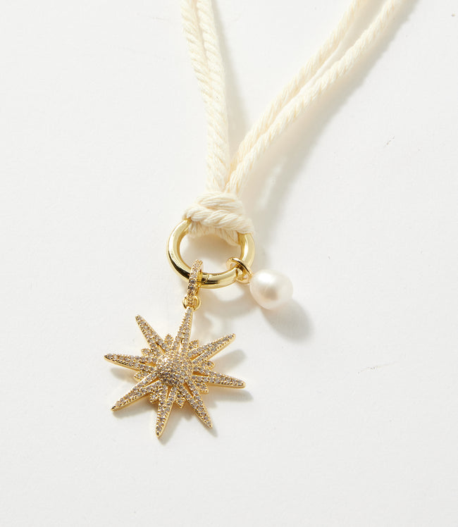 Karen Kane Cream Pavé Burst And Pearl Cord Necklace Karen Kane