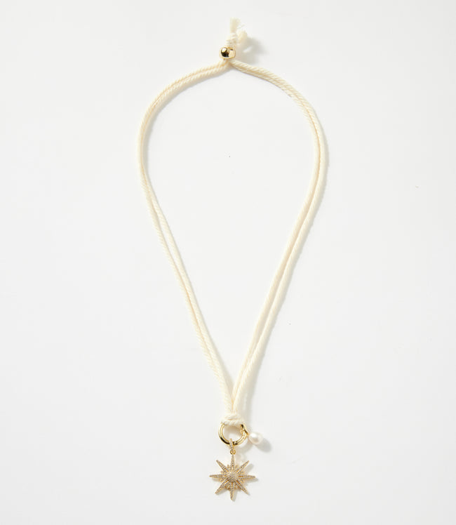 Karen Kane Cream Pavé Burst And Pearl Cord Necklace Karen Kane