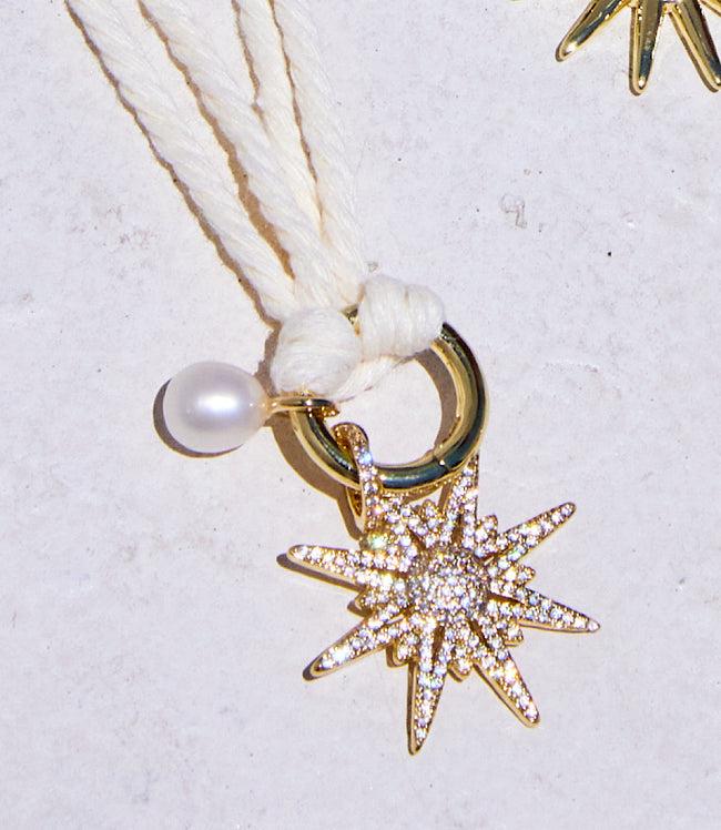 karen kane Cream Pavé Burst And Pearl Cord Necklace Karen Kane