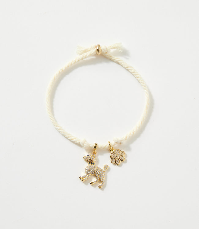 Karen Kane Cream Pavé Dog And Paw Cord Bracelet Karen Kane
