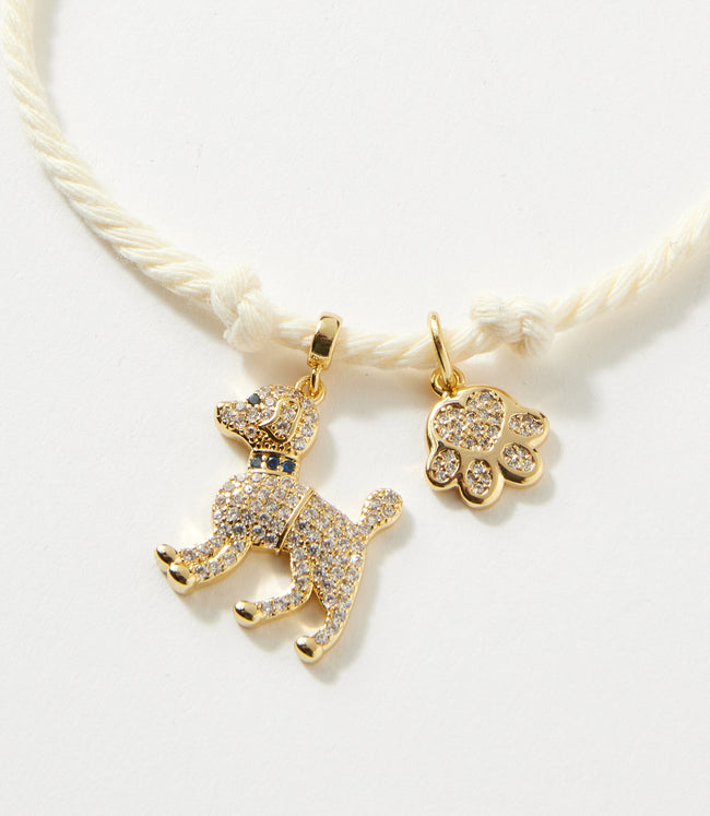 karen kane Cream Pavé Dog And Paw Cord Bracelet Karen Kane