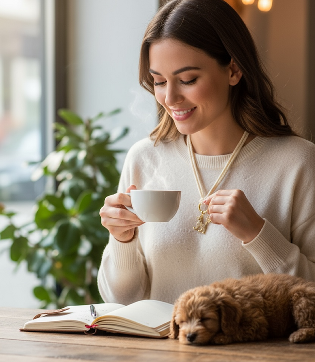 Karen Kane Cream Pavé Dog And Paw Cord Necklace Karen Kane