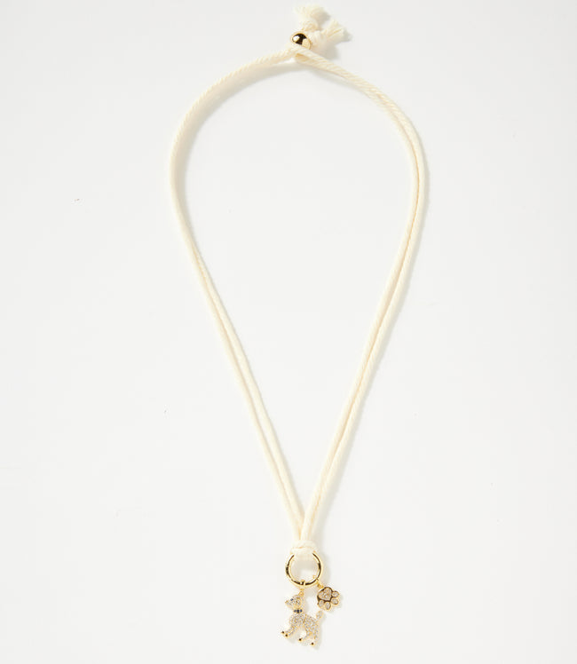 Karen Kane Cream Pavé Dog And Paw Cord Necklace Karen Kane