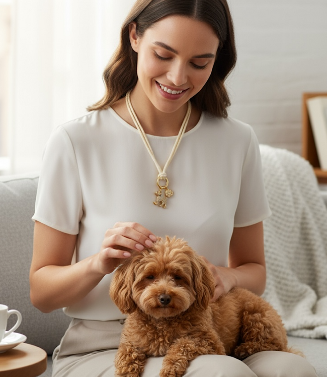 Karen Kane Cream Pavé Dog And Paw Cord Necklace Karen Kane