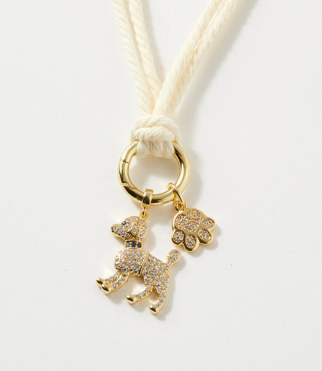 karen kane Cream Pavé Dog And Paw Cord Necklace Karen Kane