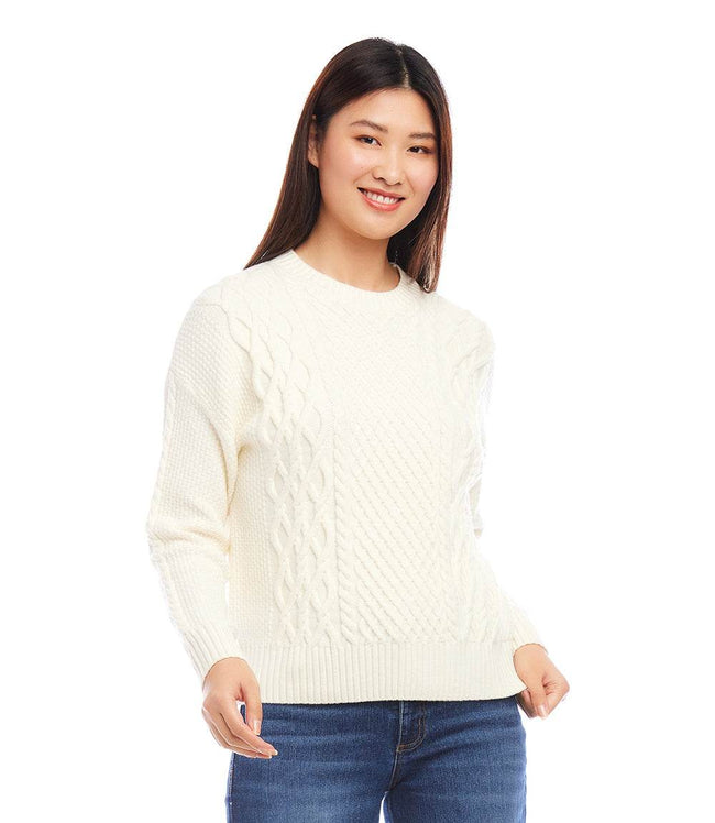 karen kane Cream Petite Size Cable Knit Sweater Karen Kane