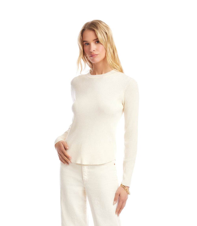 karen kane Cream Ribbed Crewneck Sweater Karen Kane