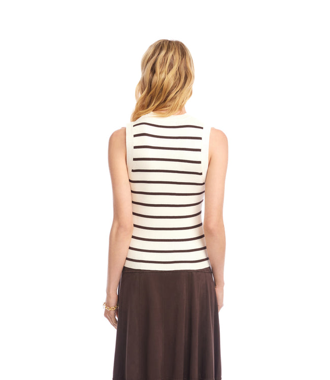 Karen Kane Cream Ribbed Stripe Sweater Tank Karen Kane