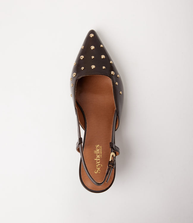 Karen Kane Dark Brown Seychelles Crawford Studded Slingback Heels Karen Kane