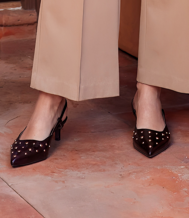 karen kane Dark Brown Seychelles Crawford Studded Slingback Heels Karen Kane