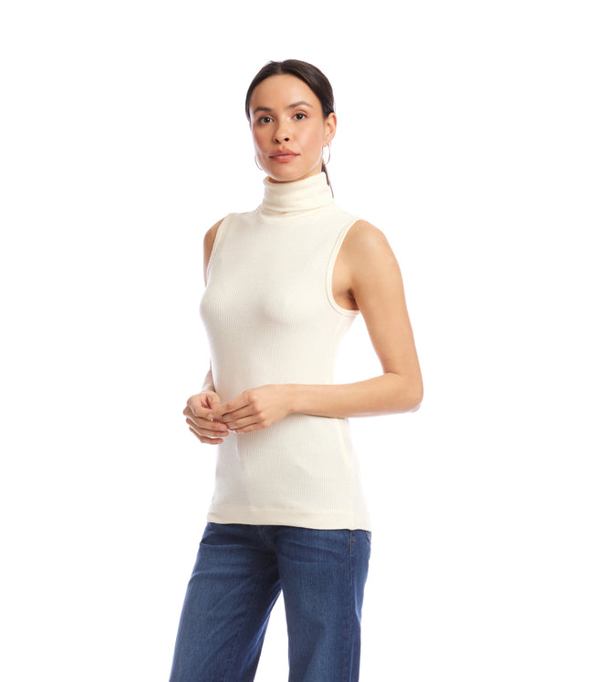 Karen Kane Dark Cream Ribbed Turtleneck Tank Karen Kane