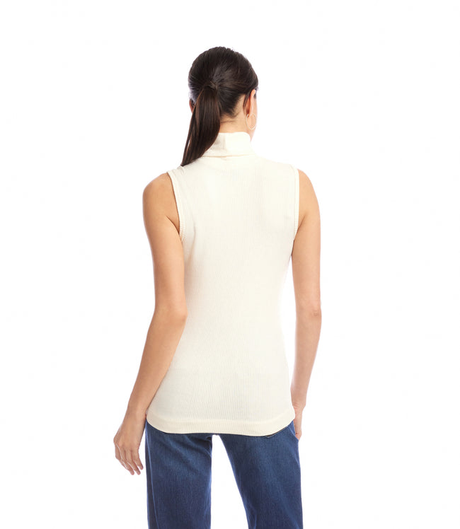 Karen Kane Dark Cream Ribbed Turtleneck Tank Karen Kane