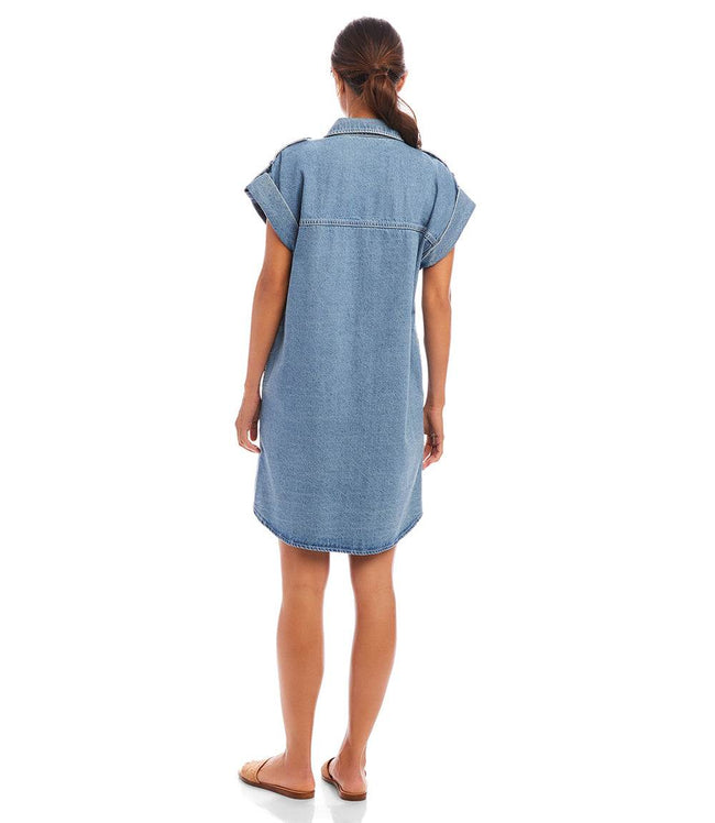Karen Kane Denim Cap Sleeve Denim Shirtdress Karen Kane