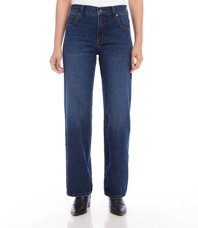 Karen Kane Denim Full Length Wide Leg Jeans Karen Kane
