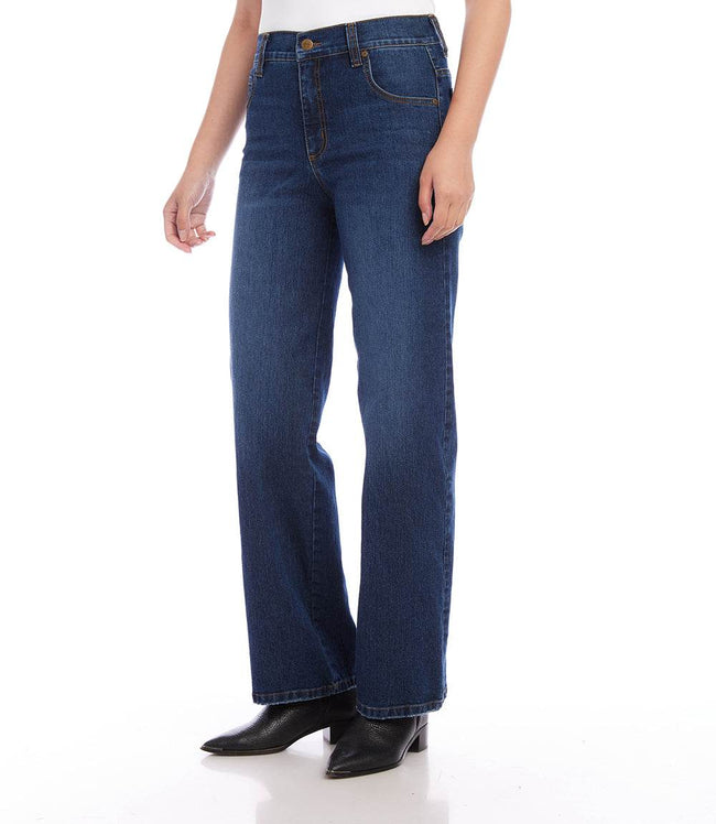 Karen Kane Denim Full Length Wide Leg Jeans Karen Kane