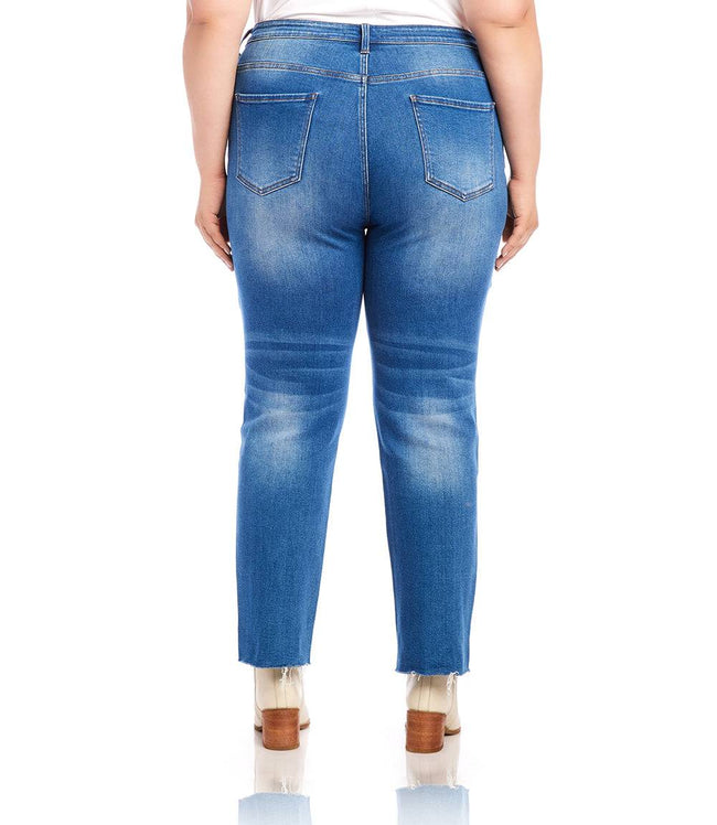 Karen Kane Denim Plus Size Raw Hem Straight Jeans Karen Kane