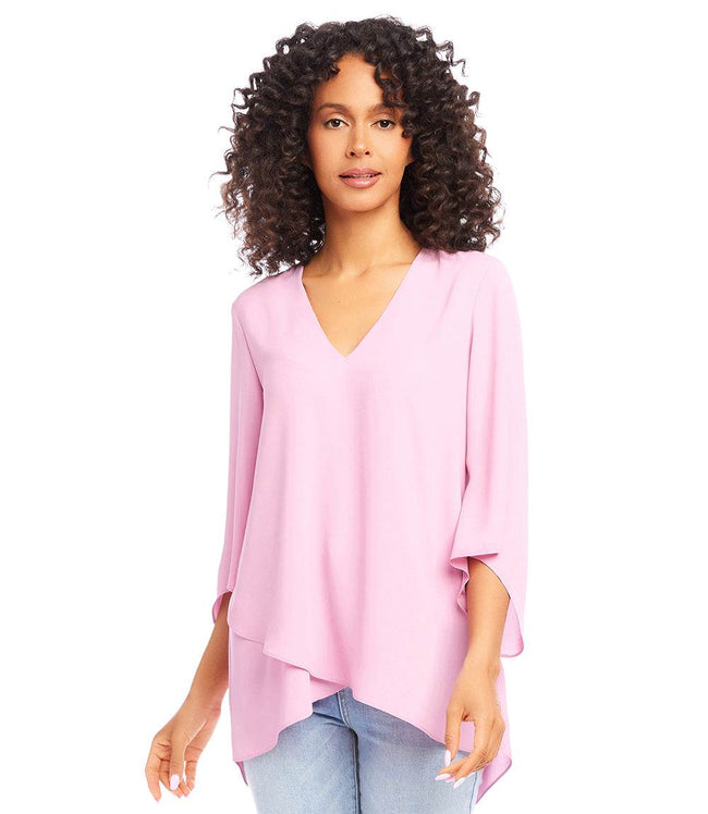 Karen Kane Dusty Pink Bracelet Sleeve Asymmetric Top Karen Kane