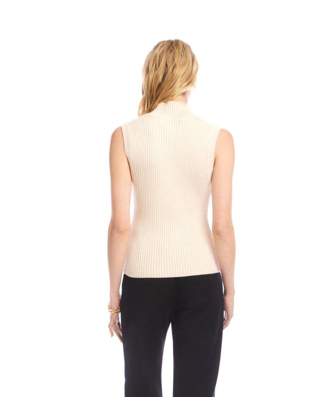 Karen Kane Ecru Ribbed Turtleneck Sweater Tank Karen Kane