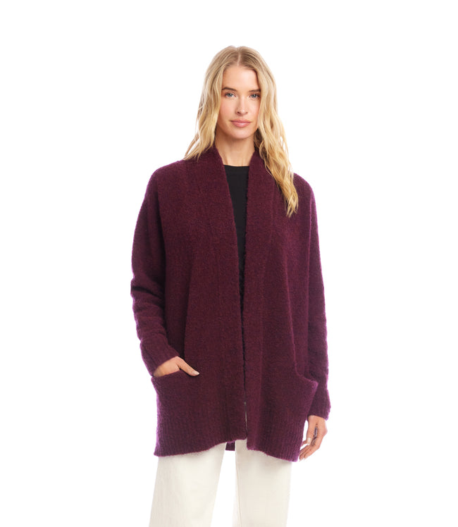 Karen Kane Eggplant Boucle Cardigan Sweater Karen Kane
