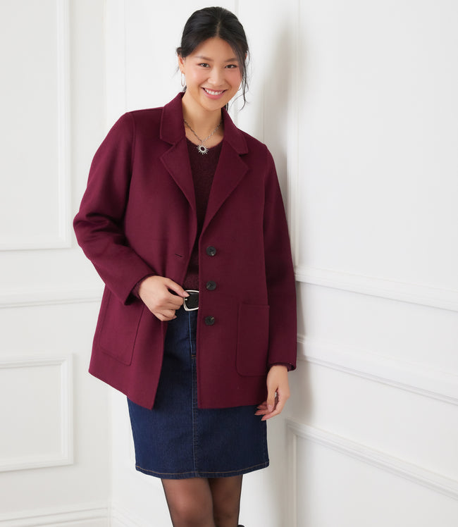 karen kane Eggplant Oversized Brushed Blazer Karen Kane